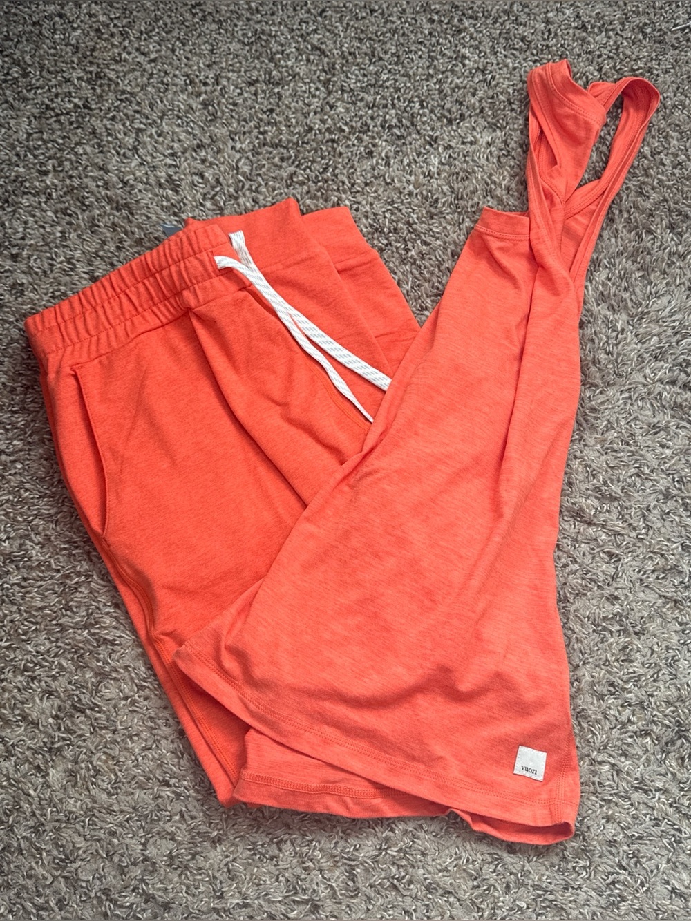 Vuori Women's Track Pants & Tank Set in Bright Coral Orange - Picture 2 of 5